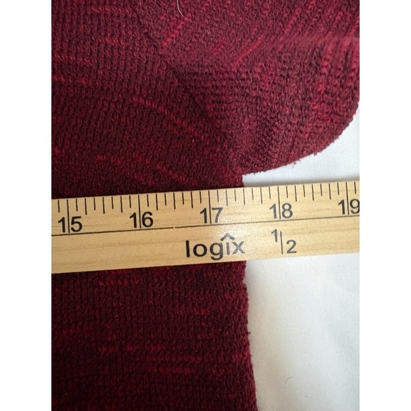 LOFT Shift Dress Size 6 Burgundy Marled Knit Short Sleeve Tweed‎ Ribbon Back - Picture 5 of 7